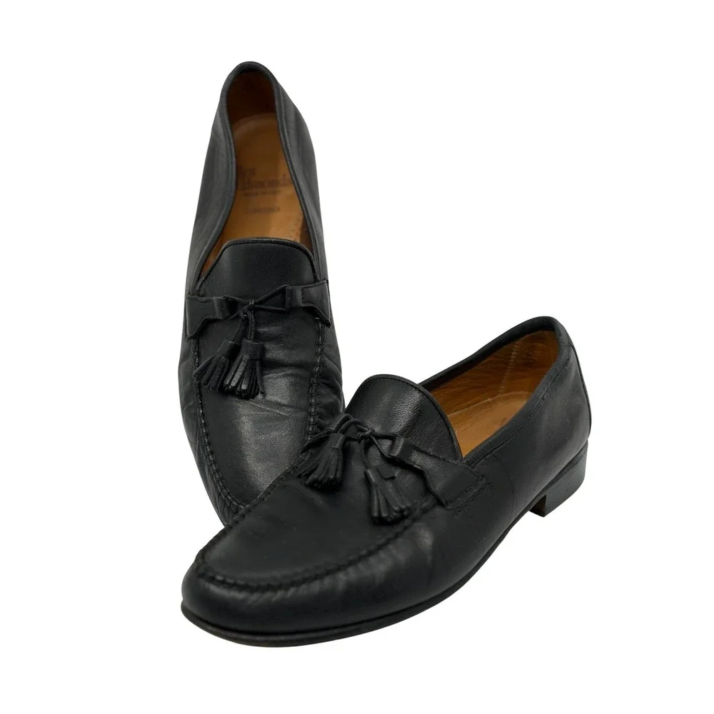 Allen Edmonds Urbino Men's Black Leather Tassel Loafers Shoes Size 11 B Italy